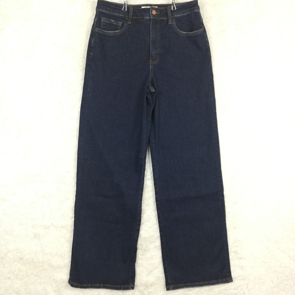 Lovervet Womens Jeans Wide Leg High Rise Blue Denim Heavy Indigo Wash 30